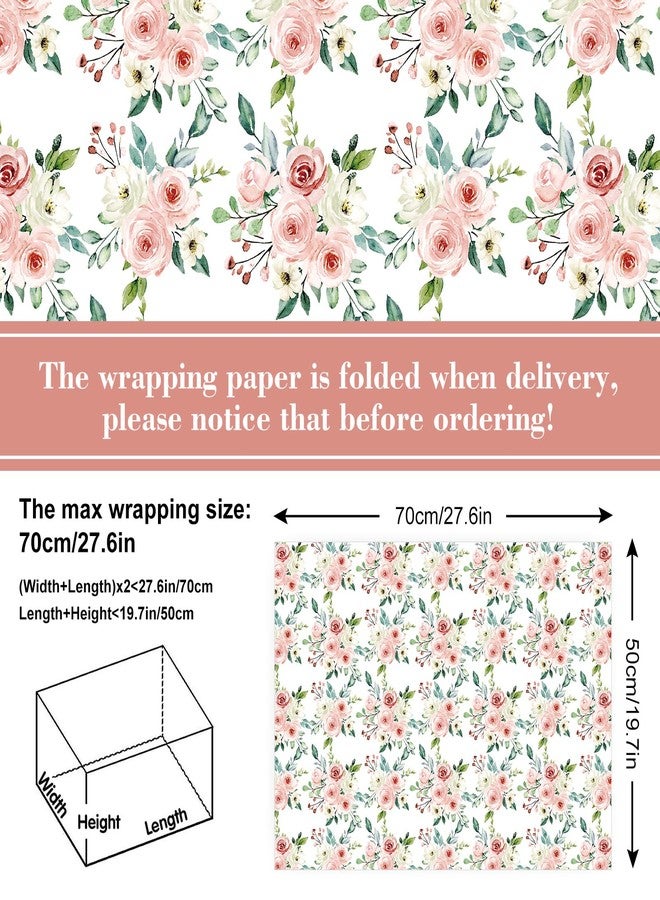 وولاين ورق تغليف هدايا من والين، ١٢ ورقة، بنقوش زهور مائية باللونين الوردي والأخضر، مطوي بشكل مسطح، ورق فني ربيعي، مثالي للأعمال اليدوية وتزيين الحفلات ومستلزمات التغليف. - Image 2